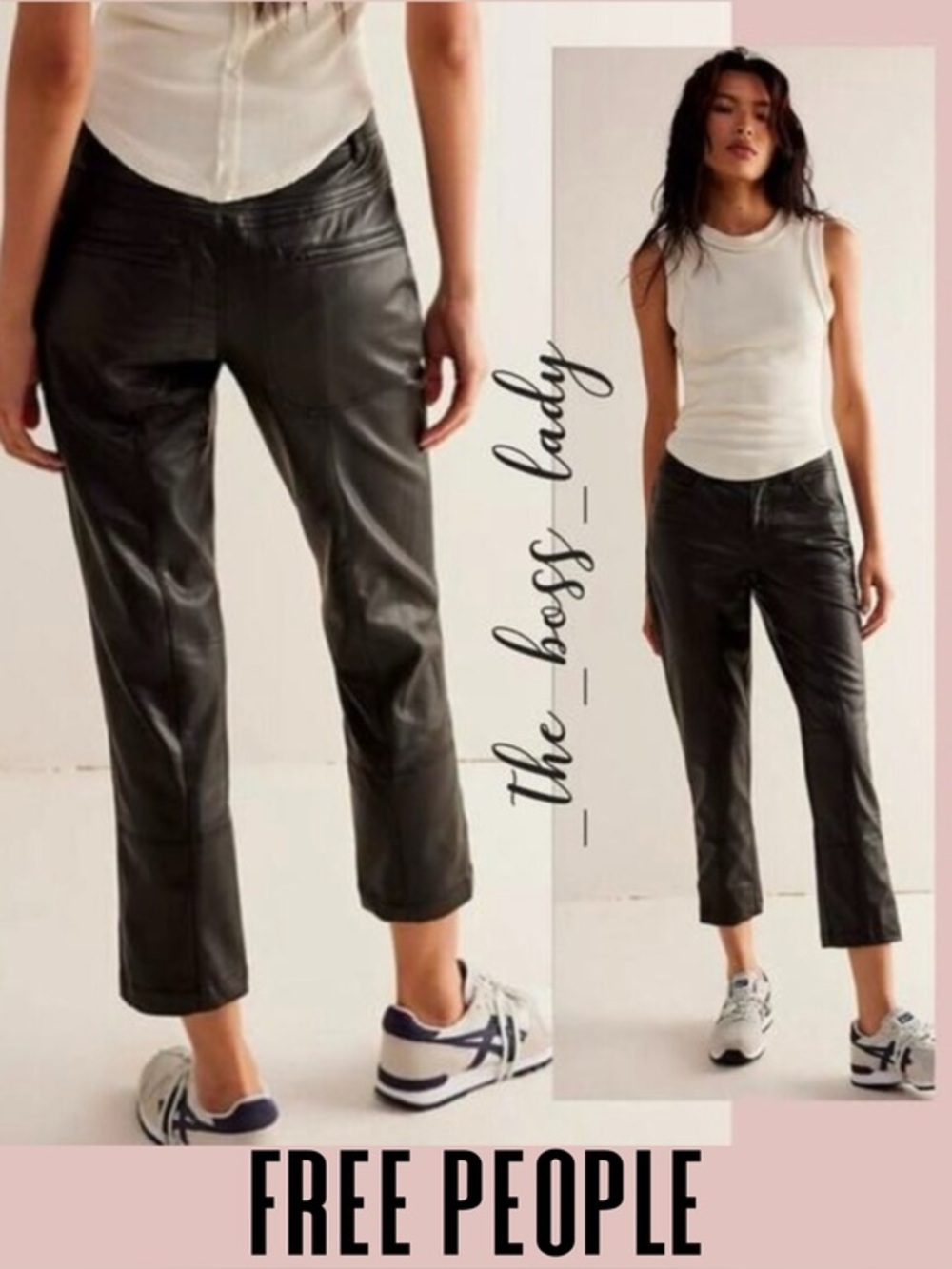 Free People pants vegan leather moto boho